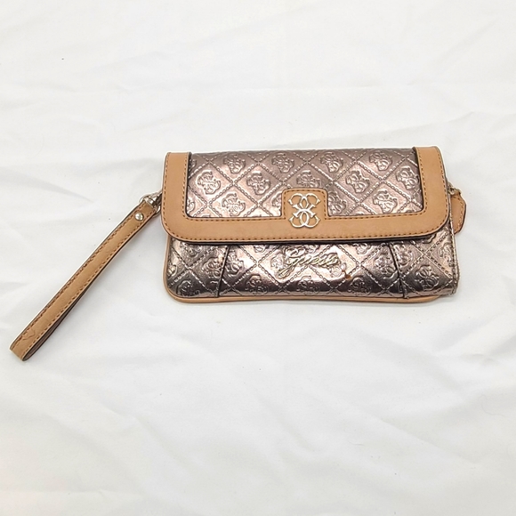 Guess Handbags - GUESS Shimmering Gold Clutch